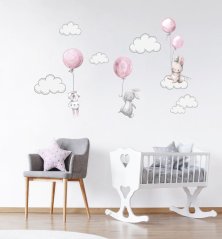 Wandtattoo für Babys Mädchen: Fröhliche Hasen XXXXL