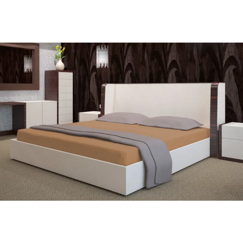 Froté prostěradlo s gumou - skořicově hnědé