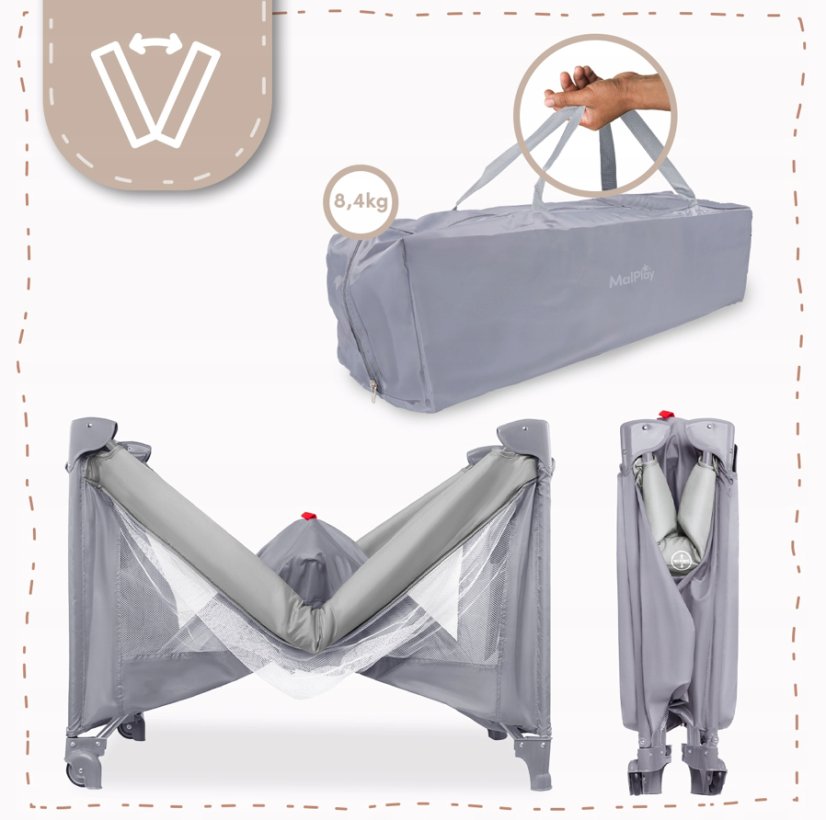 Utazási kiságy összecsukható matraccal 60 x 120 cm