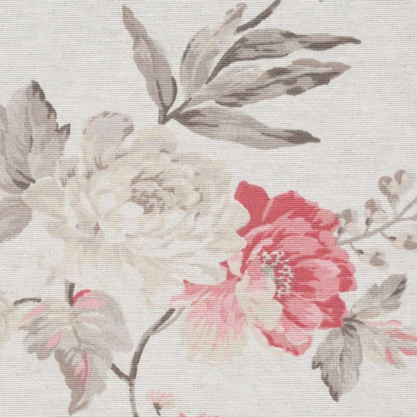 Smetanově bílý zatemňující závěs s motivem růžových květů