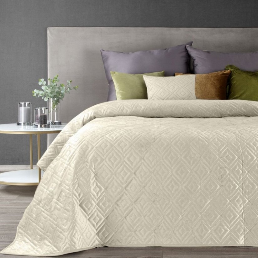 Cuvertură de pat modernă din catifea crem