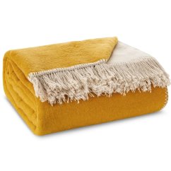 Bavlnená deka so strapcami - žltá