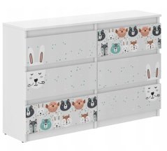 Kinderkommode mit Waldtieren, 77 x 30 x 120 cm