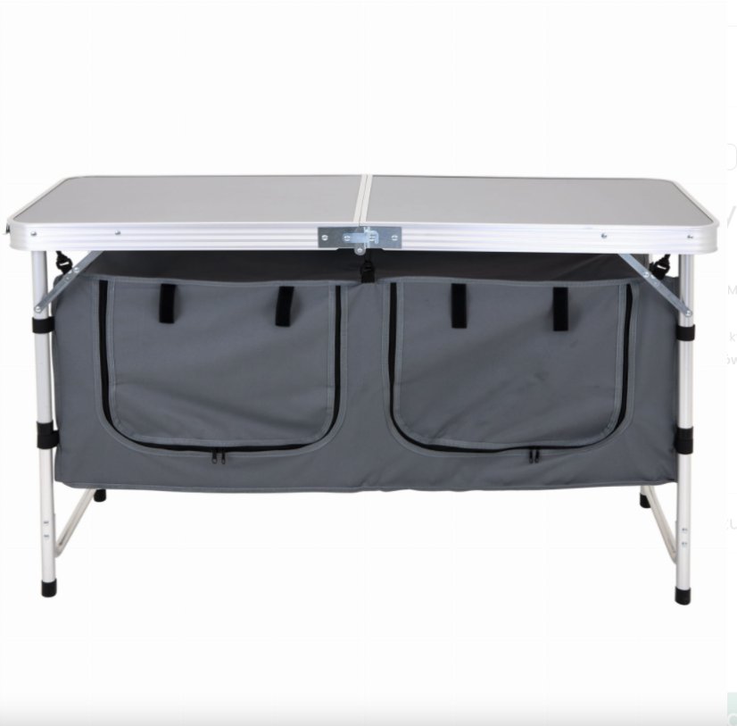 Klappbare Campingküche mit 2 Fächern 120 x 47 cm - grau