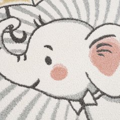 Модерен кремав бебешки кръгъл килим Щастливо слонче
