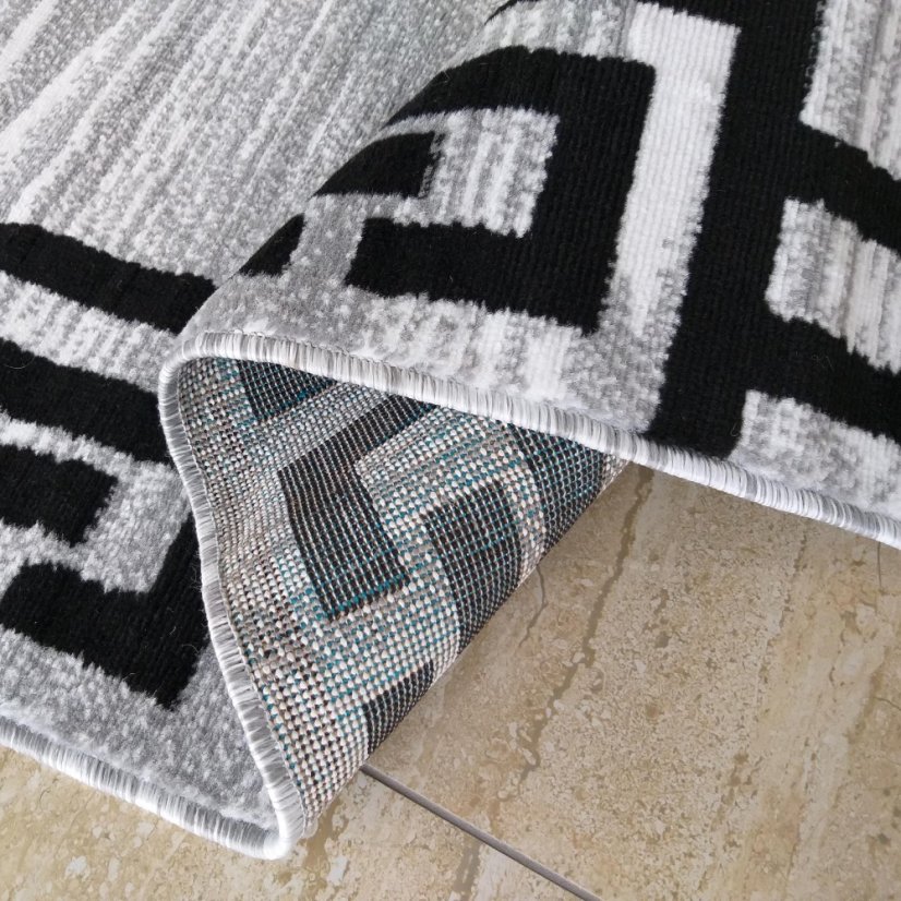 Elegante tappeto grigio-nero con un ornamento - Misure: Larghezza: 80 cm | Lunghezza: 150 cm