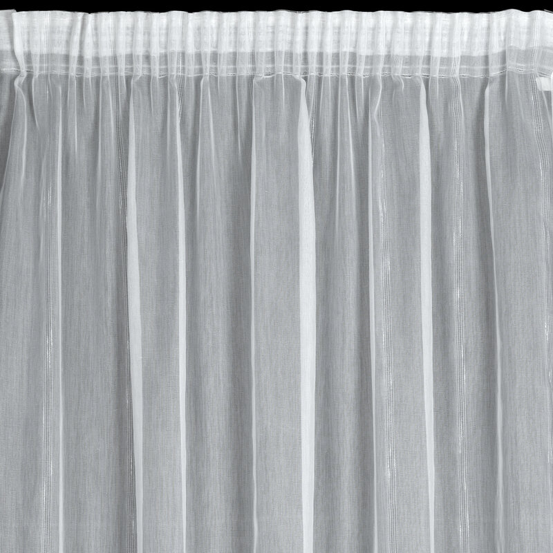 Bijela zavjesa sa sjajnim prugama - elegantna zavjesa s prugastom trakom - Veličina: Šírka: 140 cm | Dĺžka: 280 cm
