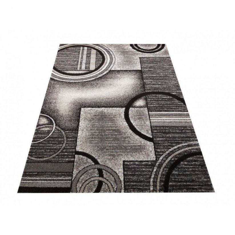 Modern szürke-barna szőnyeg absztrakt körökkel - Méret: Szélesség: 80 cm | Hossz: 150 cm