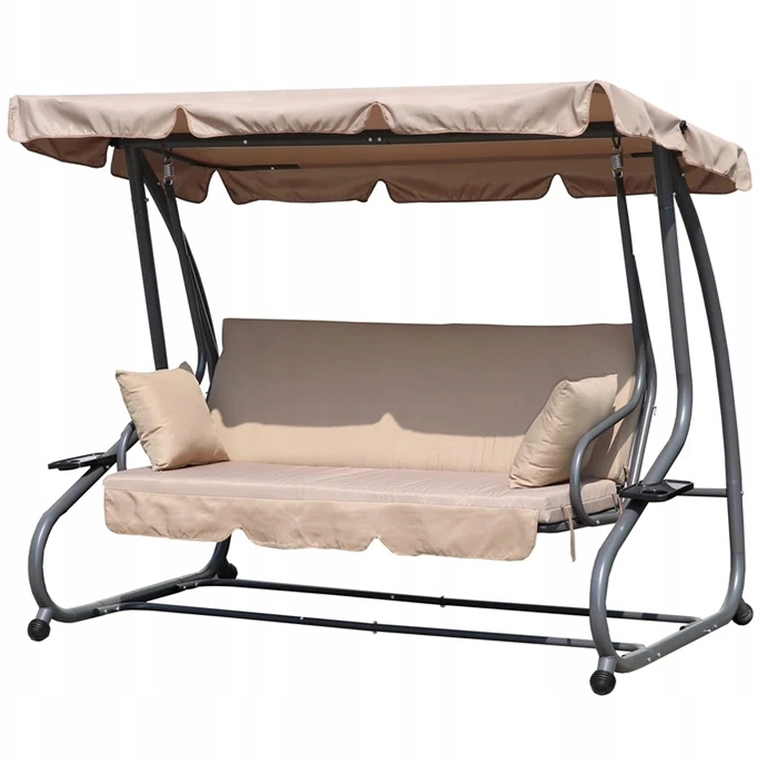 Záhradná polohovateľná hojdačka béžovej farby