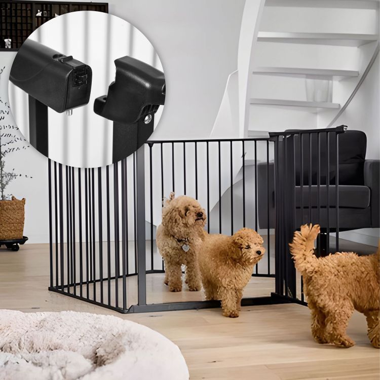 Fekete védőkorlát 5 panellel