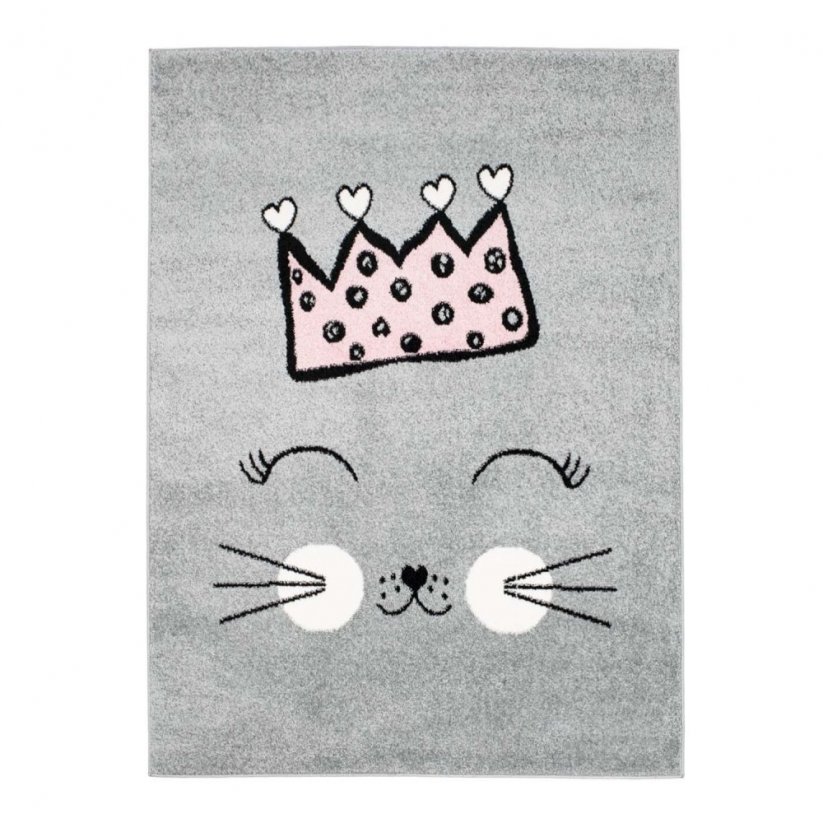 Cute Kitty sivi dječji tepih