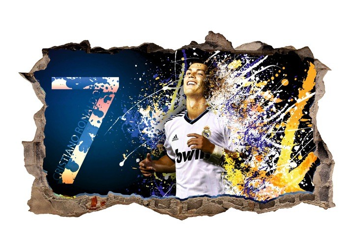 Autocolant decorativ 3D de perete - Cristiano Ronaldo 47 x 77 cm