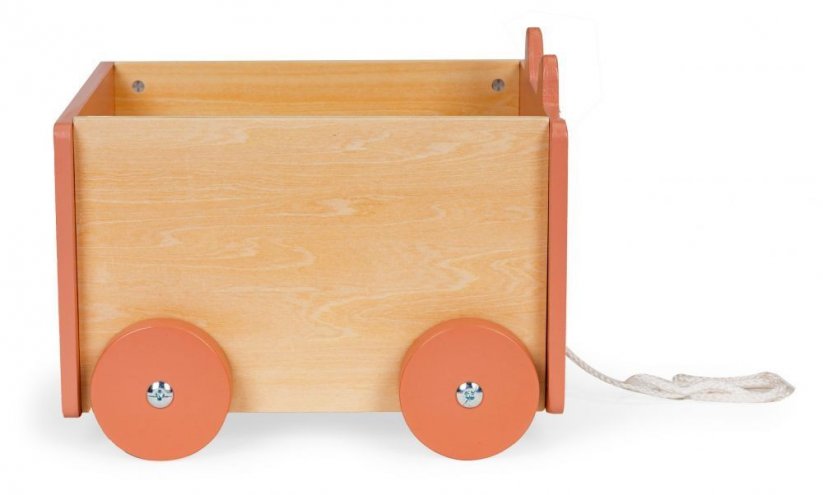 Drvena kutija na špagi s kotačićima i motivom lisice