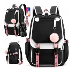 Zaino scolastico ergonomico per ragazzi - rosa-nero