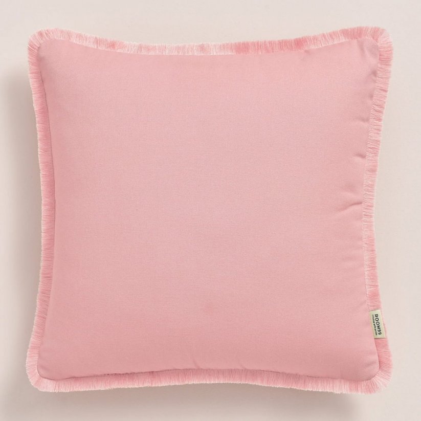 Față de pernă roz pudră BOCA CHICA cu ciucuri 50 x 50 cm 