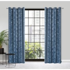 Dizajnový záves tmavomodrej farby s prírodným motívom na kruhy 140 x 250 cm 