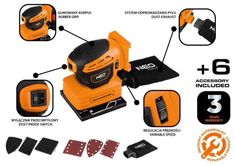 Oscilacijska brusilica 3V1 ENERGY+ 18V – 04-623 NEO TOOLS (bez baterije)