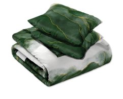 Posteľné obliečky s bavlneného saténu so zeleno-zlatým abstraktným vzorom