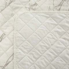 Samt-Tagesdecke mit Marmor-Print - weiß