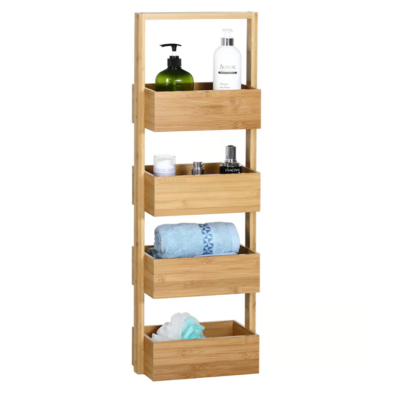 Raft din bambus cu 4 polițe - 88 x 16 x 28 cm