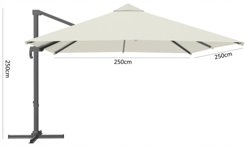 Vrtni suncobran MINI ROMA 2,5 x 2,5 m bež