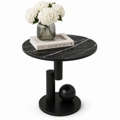 Kulatý odkládací stolek s mramorovým dekorem 50 cm