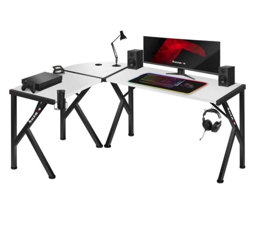 Priestranný rohový stôl HERO 6.3 v bielej farbe