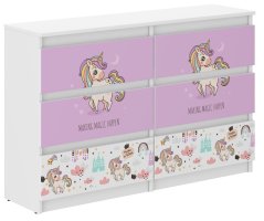 Kommode für Kinder mit rosa Einhorn 77x30x140 cm