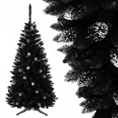 Crno božićno drvce s ukrasom 220 cm