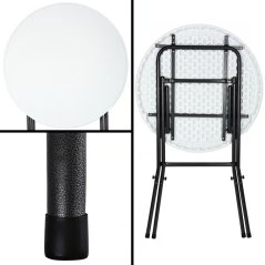 Összecsukható, álló bárasztal Ø72 cm - fehér, magasság 110 cm