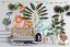 Adesivo murale con animali esotici - Misure: 150 x 300 cm