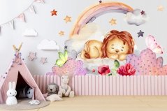 Nálepka na stenu pre deti so spiacim levíkom