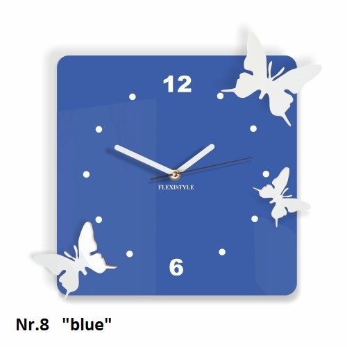 Červené nástenné hodiny 3D motýliky