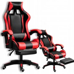 Комфортен гейминг стол с черно-червена масажна възглавница