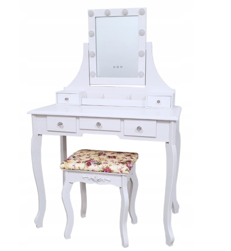 Toaletný stolík so zrkadlom so zabudovanými led svetielkami