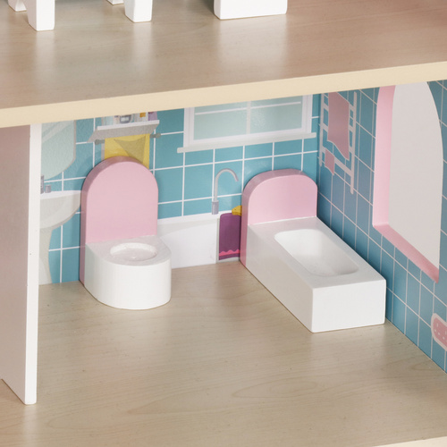 Veľký drevený domček pre bábiky s LED osvetlením