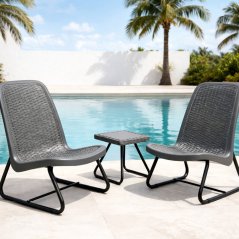 Balkon kerti bútor szürke - 2 szék + asztal szett