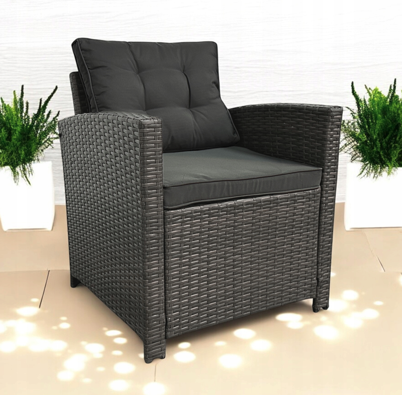 Sada dvou zahradních křesel z technoratanu SFS020-SC - šedá + šedé polštáře