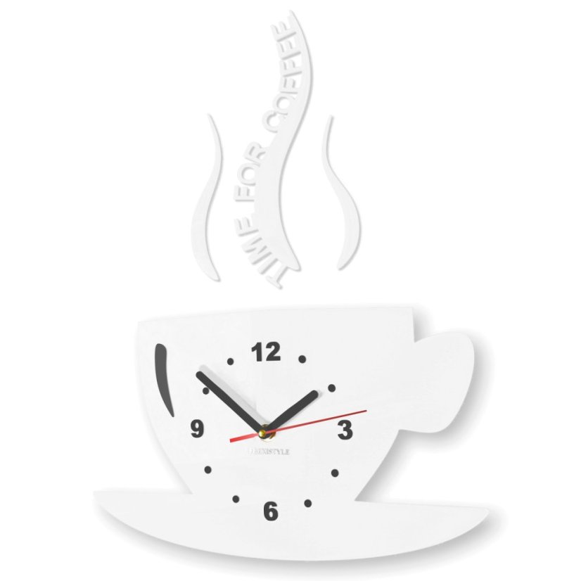 Ceas de perete "Este timpul pentru cafea" - Culoare: Alb