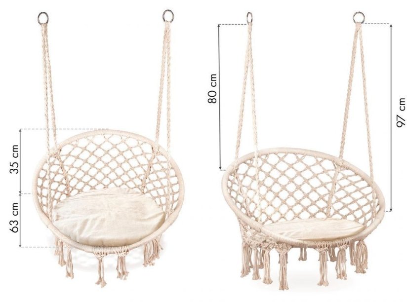 Závesná hojdačka bocianie hniezdo s poduškou v čiernej farbe 