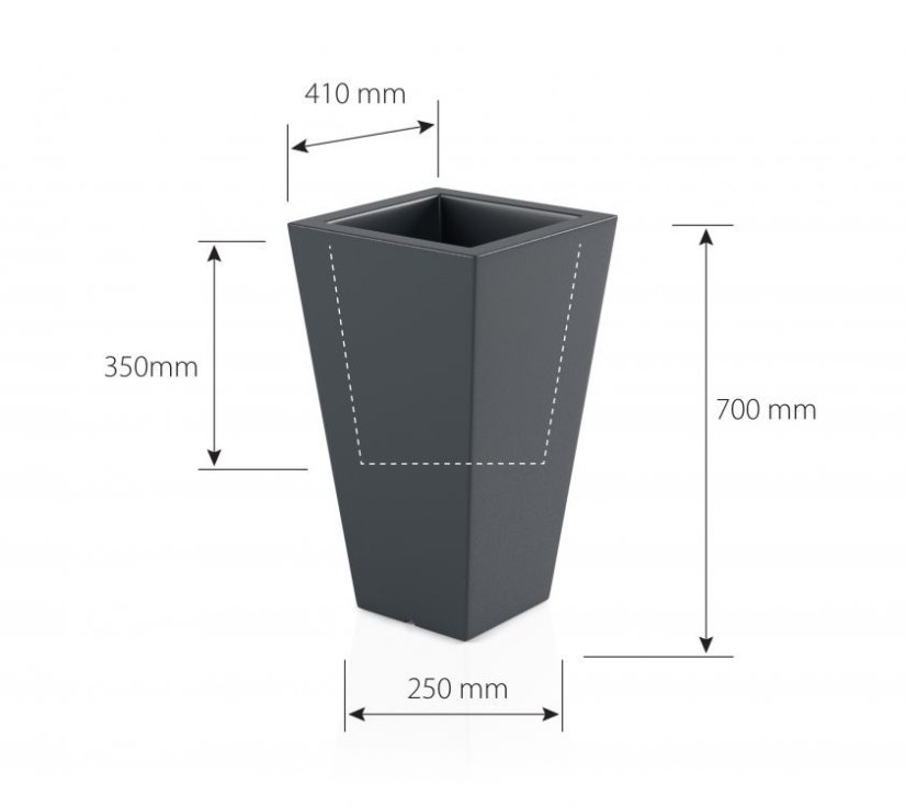 Biely kvetináč SLIM-S s osvetlením