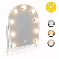 Oglindă de machiaj de masă Hollywood cu 9 becuri LED și comenzi tactile – 30 x 40 cm