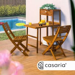 Vrtni set od 3 dijela CASARIA® od akacije - sklopivi stol + 2 stolice