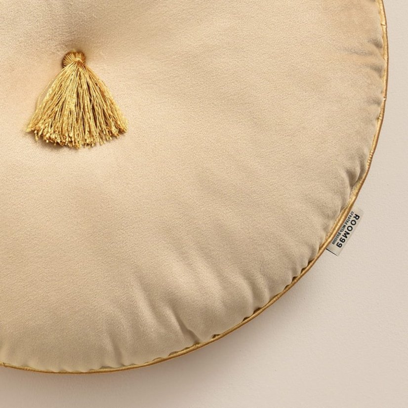 Okruhlý dekoračný vankúš ALLURE krémovej farby s priemerom 45 cm