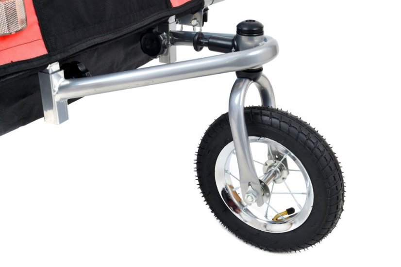 Remorcă pentru biciclete cu 2 locuri cu amortizor + JOGGER roșu