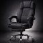 Ergonomischer Bürostuhl mit Fußstütze und Massage - schwarzer Stoff