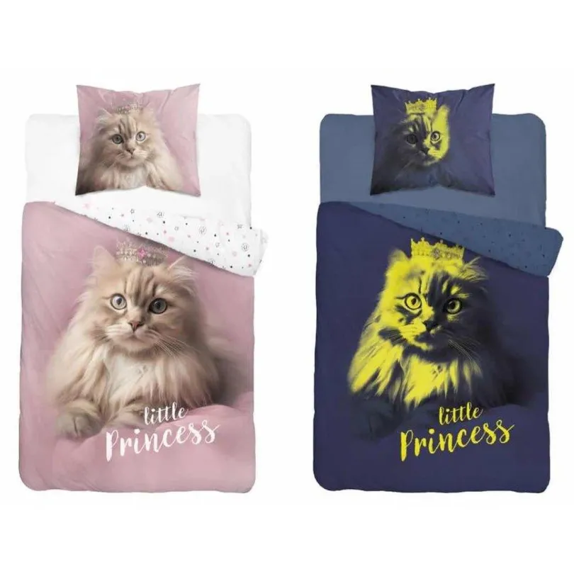 Bavlnené posteľné obliečky svietiace v tme - motív mačky