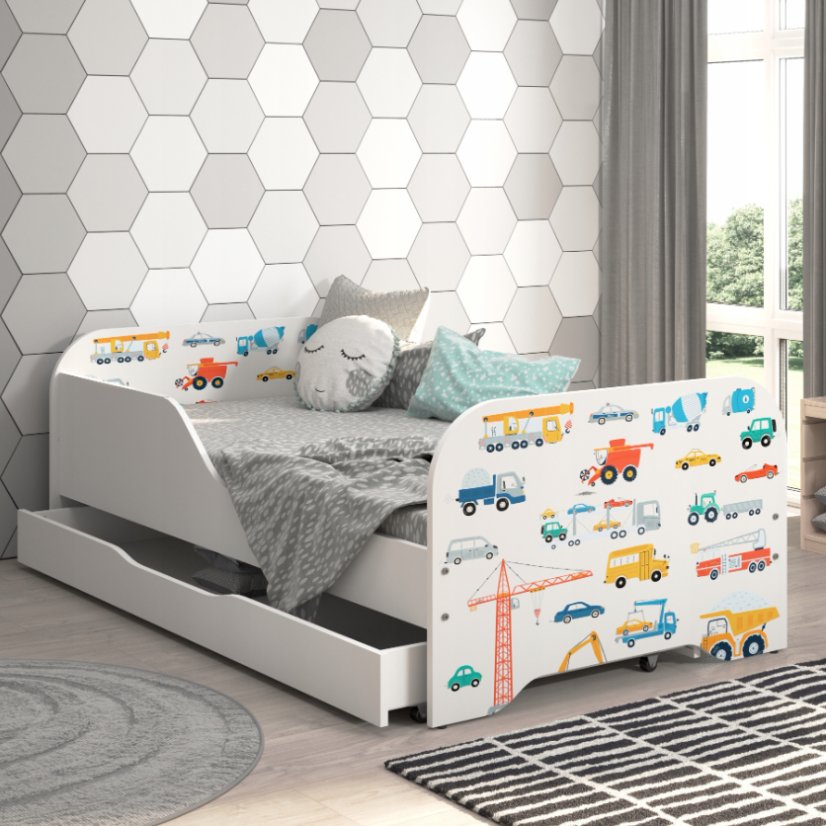 Kinderbett 140 x 70 cm mit LKW-Motiv
