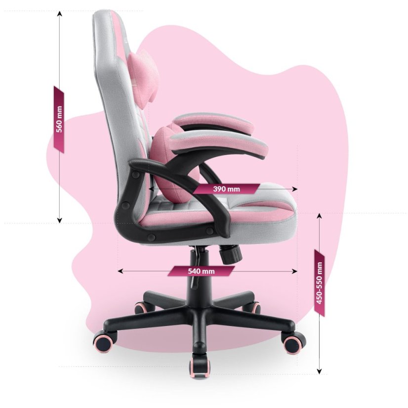 Detské herné kreslo HC - 1001 ružovo sivej farby