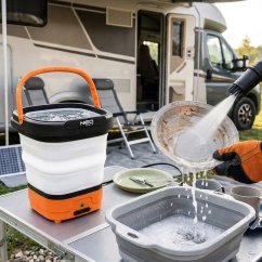 Akumulátorový tlakový čistič NEO TOOLS 12 V se skládacím kbelíkem o objemu 12 litrů